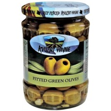 Kvuzat Yavne - Pitted Green Olives in a glass Jar