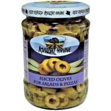 Kvuzat Yavne - Sliced Olives Green in glass jar.